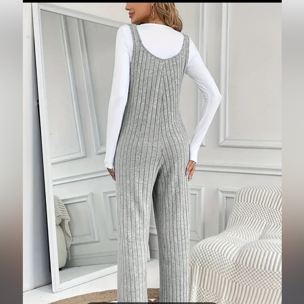 GRAY FLEECE ROMPER JUMPSUIT - Picture 10 of 10